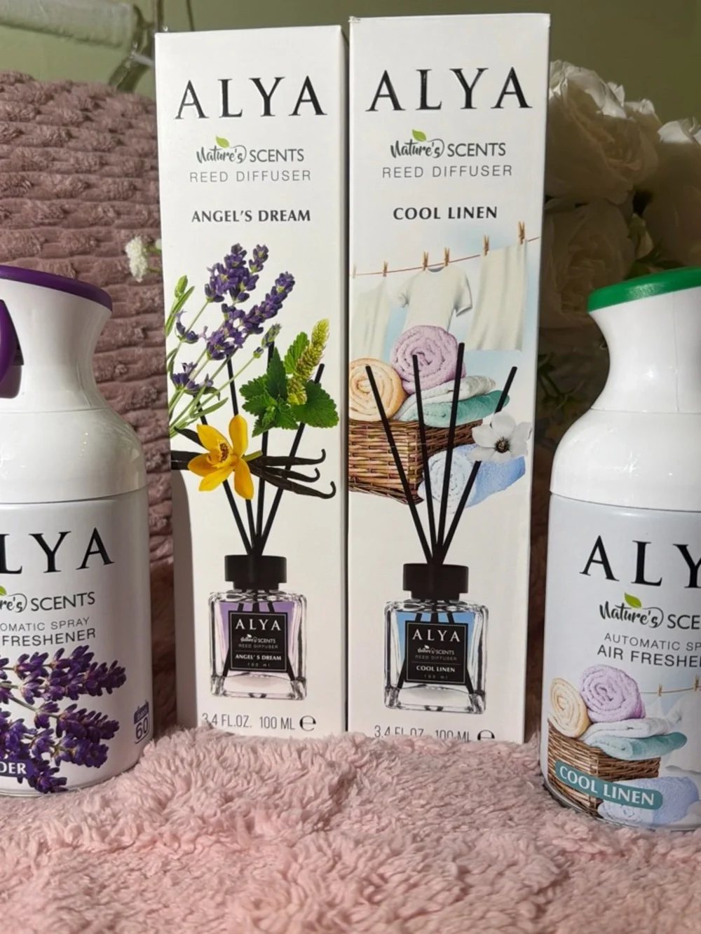 ALYA Reed Diffuser Gift Set — White with Purple and Yellow Accents